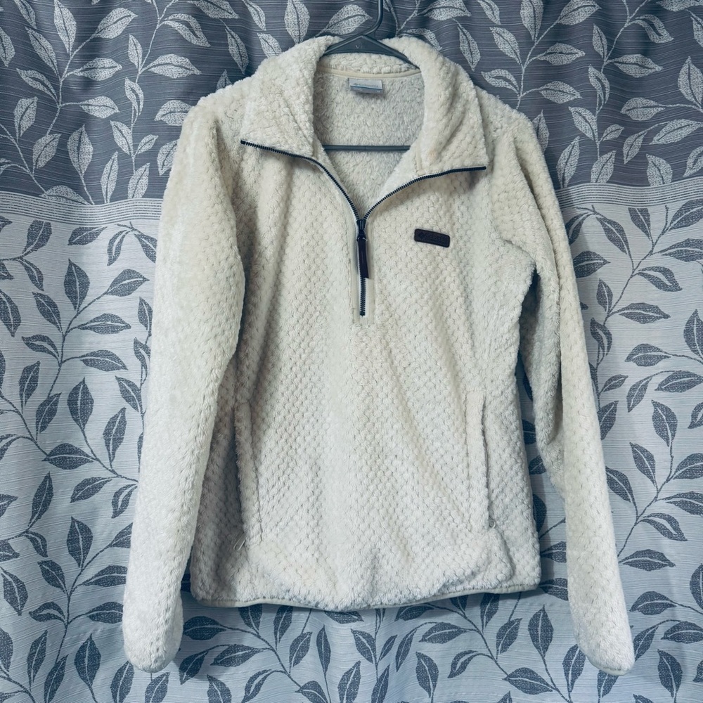 Cozy Columbia Cream Sherpa Half-Zip Pullover